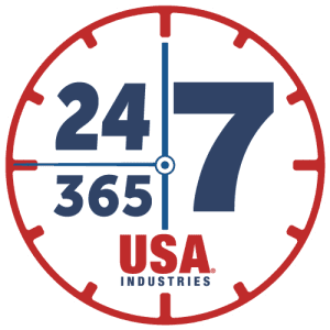 USA Industries 24-7-365 Clock Badge Hero